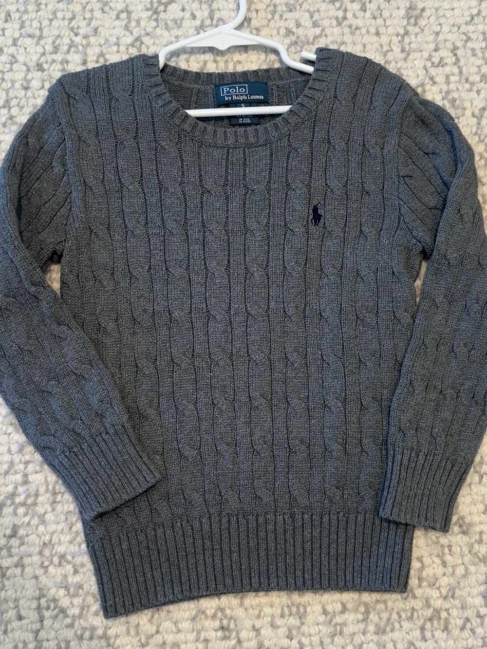 Polo by Ralph Lauren Men's Charcoal Cable-Knit Crewneck Sweater